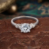 4 Prong Classic Round Lab Diamond Engagement Ring for Women